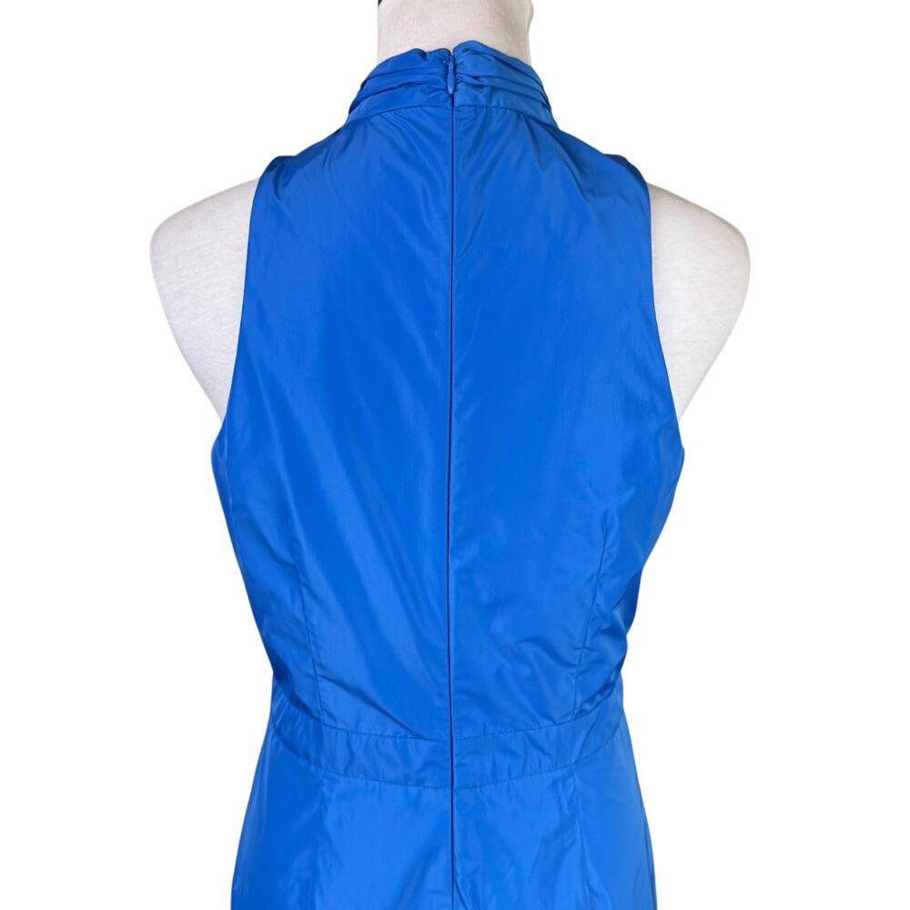 Veronica Beard Radley Blue Asymmetric Tiered Taffeta Crossover Neck Maxi Dress - Picture 7 of 11